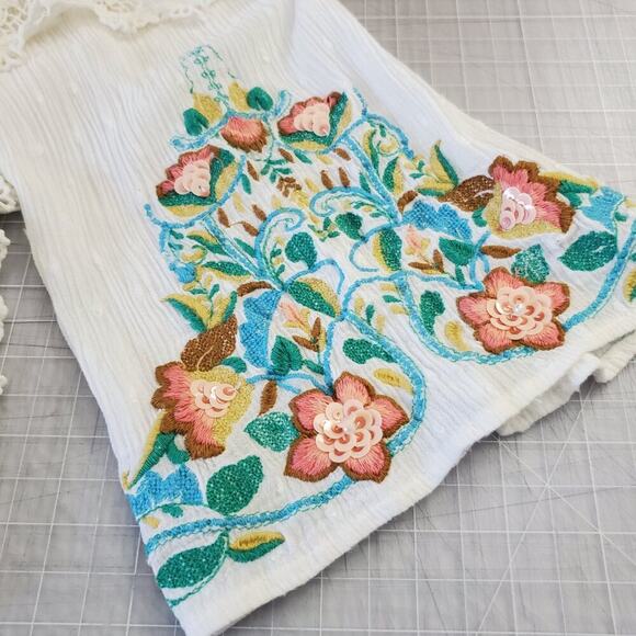 Chico's Lace Swiss-Dot Embroidered Lightweight Tunic Top, Soft Girl, Boho, Flowy - Picture 7 of 9